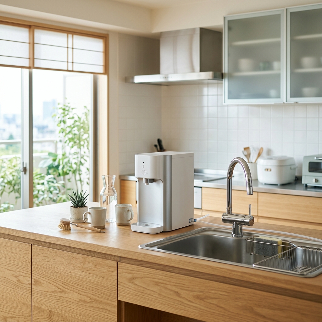 賃貸キッチンの水道直結型ウォーターサーバー設置イメージ